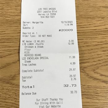 Los Tres Amigos - Yes, we ate there... - Mexican Near Me - Harvey, Louisiana
