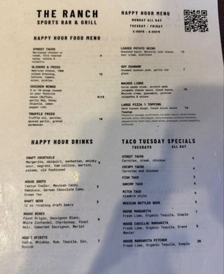 Menu photo 1 The Ranch Sports Grill Ladera Ranch, CA Menu photo 1 The Ranch Sports Grill Ladera Ranch, CA