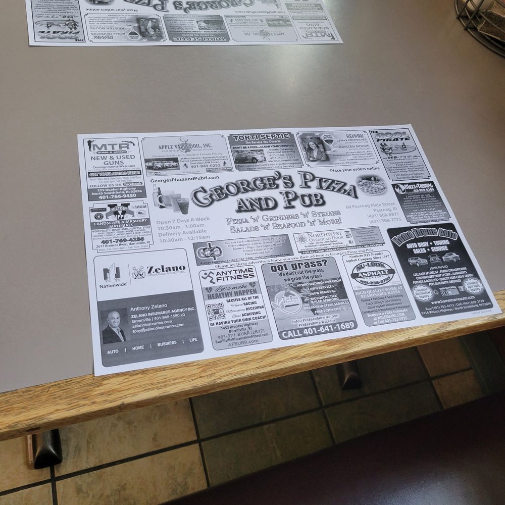 George's Pizza 'N Pub - Placemat - Pizza Near Me - Pascoag, Rhode Island George's Pizza 'N Pub - Placemat - Pizza Near Me - Pascoag, Rhode Island