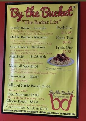 Menu photo 1 By the Bucket Cottonwood, AZ Menu photo 1 By the Bucket Cottonwood, AZ