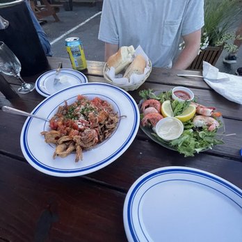 Harvey Cedars Shellfish - Calamari Veracruz and shrimp cocktail - Seafood Near Me - Harvey Cedars, New Jersey