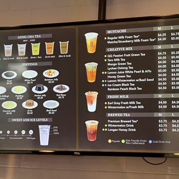 Gong cha - Menu with clear visuals of what sugar and boba options - Bubble Tea Near Me - Santa Clara, California Gong cha - Menu with clear visuals of what sugar and boba options - Bubble Tea Near Me - Santa Clara, California