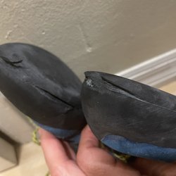 The Rubber Room-Rock Shoes - Resole peeling front & sides, and left rand splitting after a few months of use
