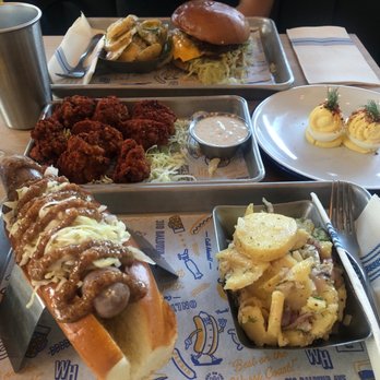 Wursthall - Bier bratwurst, potato salad, deviled eggs, hot chicken bites, cheeseburger - German Near Me - San Mateo, California