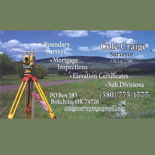 COLE CRAIGE P.L.S Updated June 2024 Bokchito, Oklahoma Land