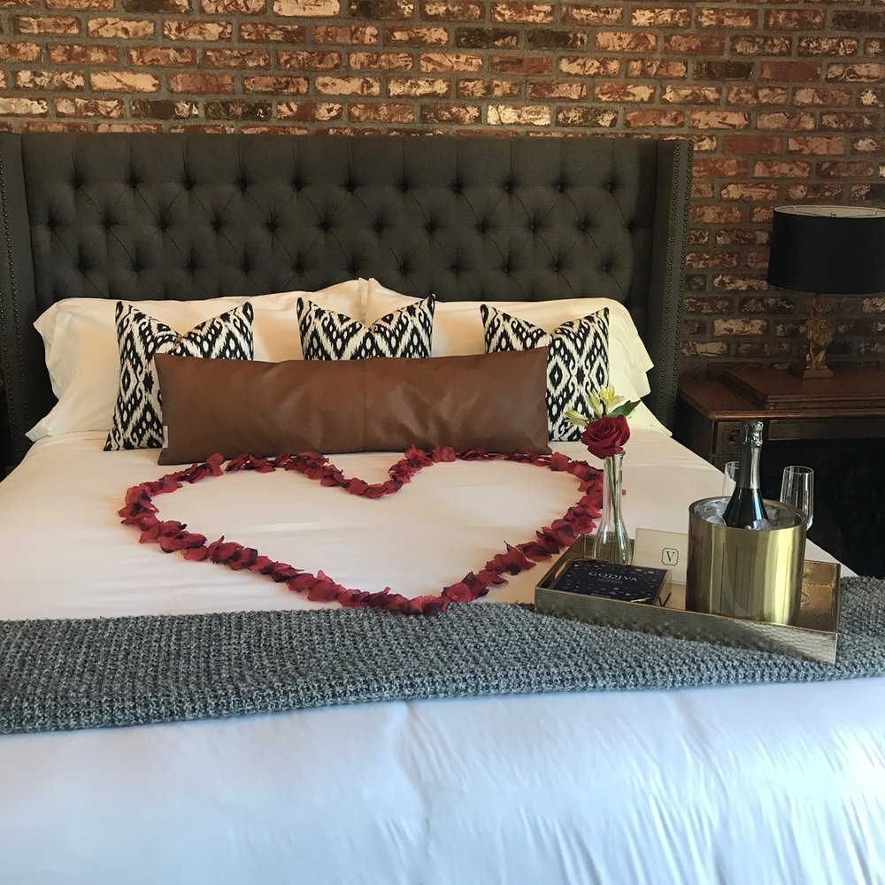 The Vine House Bed & Breakfast - We were greeted with a heart made from rose petals and a tray of champagne, Godiva chocolate and a rose bud. - Bed & Breakfast Near Me - Temecula, California The Vine House Bed & Breakfast - We were greeted with a heart made from rose petals and a tray of champagne, Godiva chocolate and a rose bud. - Bed & Breakfast Near Me - Temecula, California