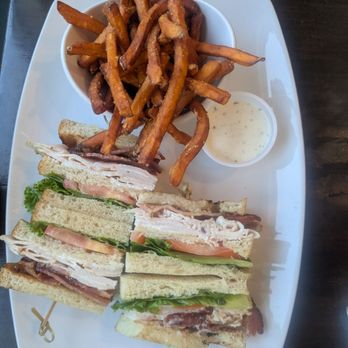 Broken Yolk Cafe - Classic Club Sandwich with sweet potato fries. - Breakfast & Brunch Near Me - Fullerton, California