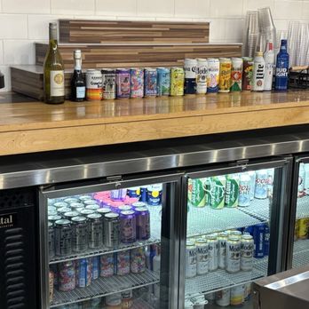Pink's Pizza - Local and domestic canned brew selection (there is also bar seating with taps) - Pizza Near Me - Houston, Texas