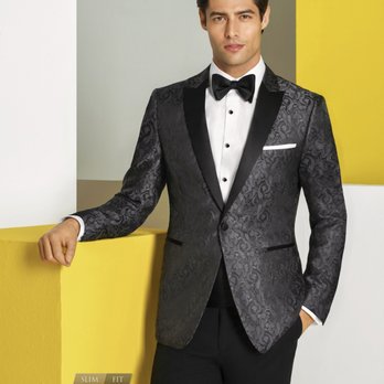 Minsky Formal Wear - Charcoal Paisley with Black Peak Lapels at Minsky Formal Wear - Men's Clothing Near Me - Richardson, Texas