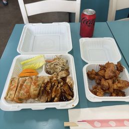 #4 Egg roll and chicken teriyaki, Karaage (Side), Coca Cola Zero Sugar.