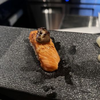 Kimyo Omakase - Salmon foie gras with chopped salt - Sushi Bars Near Me - Brooklyn, New York