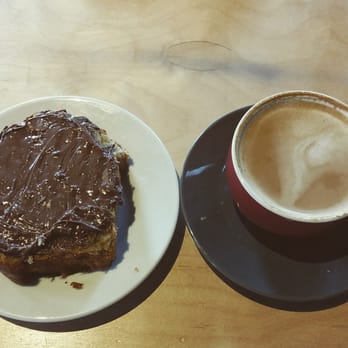 Ezra & Gil - Banana bread with Nutella, flat white - £5.25 - March 2016 - Coffee & Tea Near Me - Manchester, XGM Ezra & Gil - Banana bread with Nutella, flat white - £5.25 - March 2016 - Coffee & Tea Near Me - Manchester, XGM