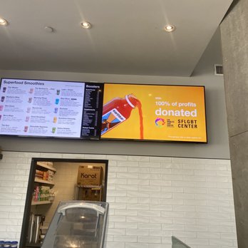 Earthbar - a large television mounted above the counter - Juice Bars & Smoothies Near Me - Santa Monica, California Earthbar - a large television mounted above the counter - Juice Bars & Smoothies Near Me - Santa Monica, California