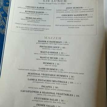 Joon - Joon lunch menu - Persian/Iranian Near Me - Vienna, Virginia