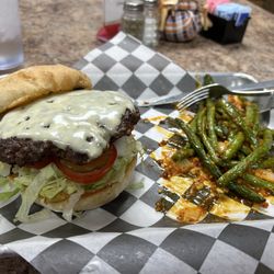 Legacy Eatery - Cheeseburger with spicy green beans (I ate a few before snapping the pic )