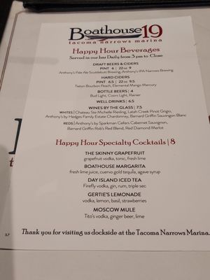 Menu photo 3 Boathouse 19 Tacoma, WA