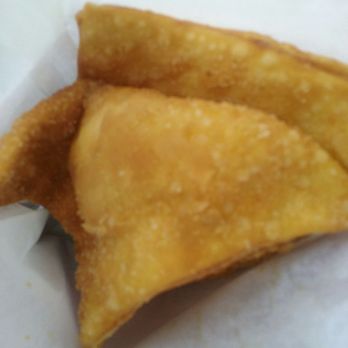 Oriental Express - Crab Rangoon  $3.99. Texture is a little off because the edges are too thick, filling is good. - Fast Food Near Me - Denton, Texas