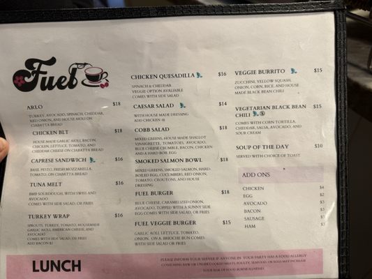 Menu photo 1 Fuel Bistro Great Barrington, MA
