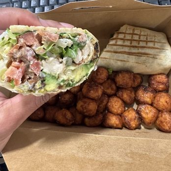 The Aberdeen Tap - Grilled chicken wrap w/ Sweet Potato Tots - Bars Near Me - Chicago, Illinois The Aberdeen Tap - Grilled chicken wrap w/ Sweet Potato Tots - Bars Near Me - Chicago, Illinois