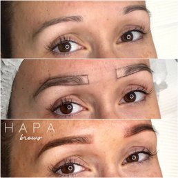 Before and after ombré powder brows