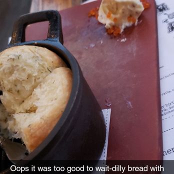Nobie's - Dilly bread with dill butter and salmon roe - New American Near Me - Houston, Texas Nobie's - Dilly bread with dill butter and salmon roe - New American Near Me - Houston, Texas