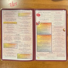 Deep-dish and "bar-style" thin-crust pizzas, Sandwiches including Italian Beef and Chicago Dogs, app, salads ... (Jul 2025)