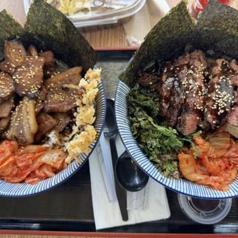 Kaidon - Korean BBQ Pork Belly (Left) and Grilled Filet Mignon Steak Bowl (Right) - Japanese Near Me - West Covina, California Kaidon - Korean BBQ Pork Belly (Left) and Grilled Filet Mignon Steak Bowl (Right) - Japanese Near Me - West Covina, California