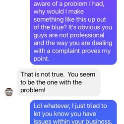 Harvey's Wig Villa & Beauty Salon - Screenshot of response from store when I tried to explain what had happened at the salon.