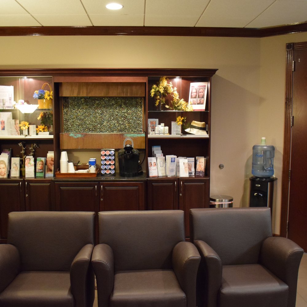 Fiala Aesthetics - Part of the waiting room with plenty of tea, coffee, and water - Cosmetic Surgeons Near Me - Altamonte Springs, Florida