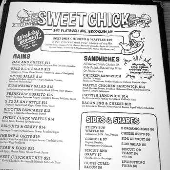 Sweet Chick - Lunch menu. - Breakfast & Brunch Near Me - Brooklyn, New York