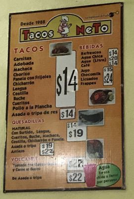 Menu photo 2 Tacos Neto Puerto Vallarta, JAL