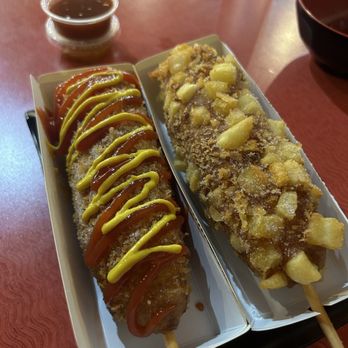 K-Bop Korean Kitchen - Potato corn dog and classic corn dog - Korean Near Me - Jacksonville, Florida K-Bop Korean Kitchen - Potato corn dog and classic corn dog - Korean Near Me - Jacksonville, Florida