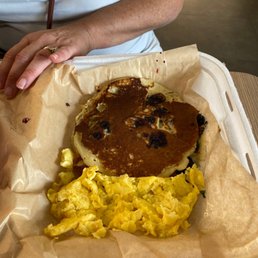 Blueberry Pancakes w eggs Blueberry Pancakes w eggs