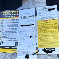 Pick-n-Pull - My proof of purchase