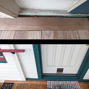 Big Sky Handyman - The front door threshold and board to the side were water damaged and there was a gap. Joe refinished them
and fitted new boards. - Handyman Near Me Big Sky Handyman - The front door threshold and board to the side were water damaged and there was a gap. Joe refinished them
and fitted new boards. - Handyman Near Me