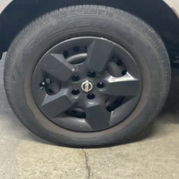Flat tire due to screw