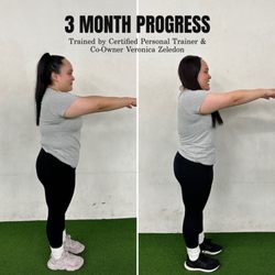 **Three-Month Progress Update** Trained by Certified Personal Trainer and Co-Owner Veronica Zeledon at The Fitness Bureau.