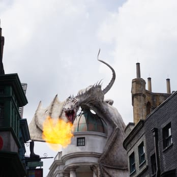Hogwarts Express Hogsmeade Station - The dragon usually breaths fire every 10 minutes - Amusement Parks Near Me - Orlando, Florida Hogwarts Express Hogsmeade Station - The dragon usually breaths fire every 10 minutes - Amusement Parks Near Me - Orlando, Florida