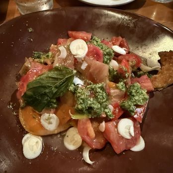 Lumberyard - Vegan heirloom tomatoes with pesto and garlic - New American Near Me - Laguna Beach, California