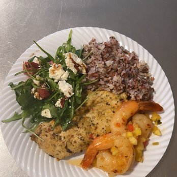 KDW Catering - GRILLED CHICKEN BREAST SMOKED MAPLE SHRIMP WITH MANGO SALSA WATERMELON ARUGULA SALAD WITH RASPBERRY VINAIGRETTE WILD BROWN RICE - Caterers Near Me - Baltimore, Maryland