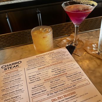 Charro Steak - Prickly pear marg on the right - Steakhouses Near Me - Tucson, Arizona