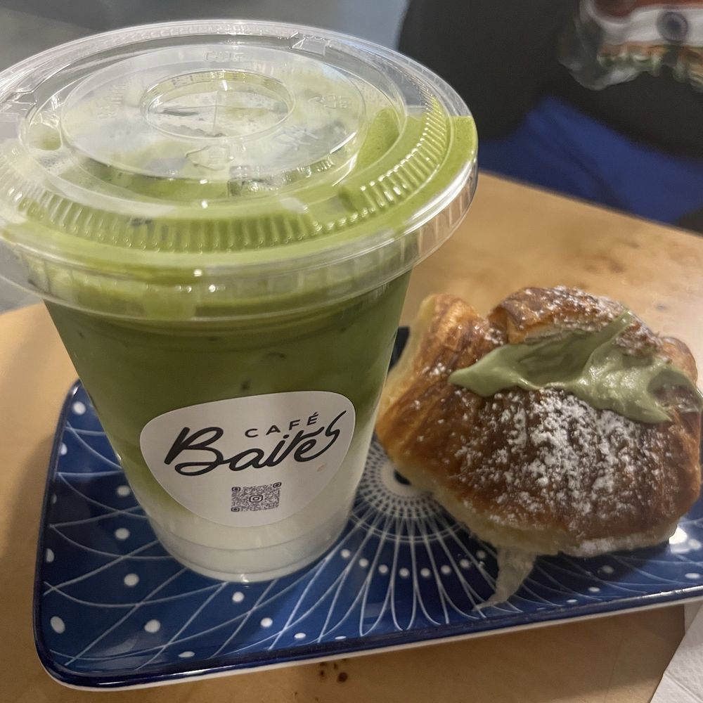 Pina colada matcha with pistachio croissant Pina colada matcha with pistachio croissant