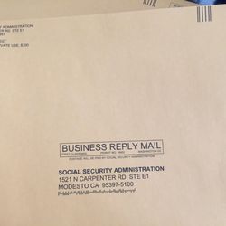 Social Security - Social Security Administration provides large, self-addressed & postsage-paid mailing envelopes!