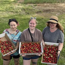 Me and my daughters after the picking