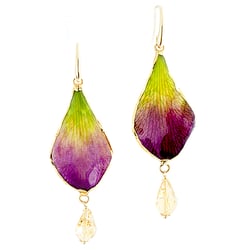 Armeny Custom Jewelry Design - Tricolor orchid petal earrings with citrine drops