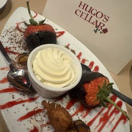 Fresh chocolate dipped fruit with House made cream