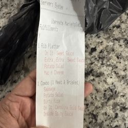Receipt that shows the correct order.
