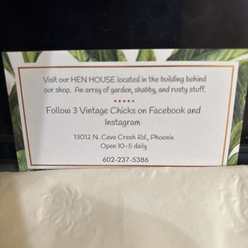 3 Vintage Chicks - Business card - Furniture Stores Near Me - Phoenix, Arizona