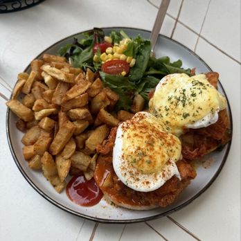 Popping Yolk Cafe - Kimchi Butter Fried Chicken Benedict - Cafes Near Me - Brea, California Popping Yolk Cafe - Kimchi Butter Fried Chicken Benedict - Cafes Near Me - Brea, California