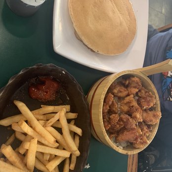 Ladybug Café - Pancake, side of fries and ladybug chicken bowl - Japanese Near Me - Gardena, California Ladybug Café - Pancake, side of fries and ladybug chicken bowl - Japanese Near Me - Gardena, California